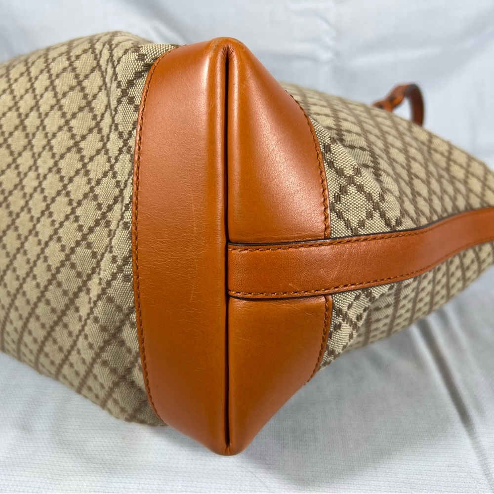 Gucci Diamante Canvas Tote Tan Leather Trim Large Shopper - Picture 6 of 12